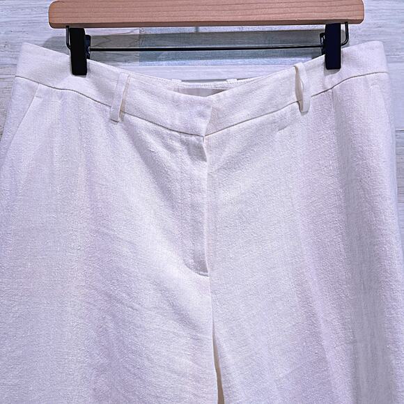 LAFAYETTE 148 100% Linen Gates Pants Ivory/Cream Dress Career Work Womens US 12 - Picture 2 of 8